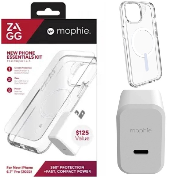 ZAGG Other - ZAGG mophie New Phone Essentials Kit 360 Screen Protection 30W Wall Charger